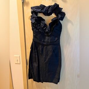 Waters and Waters Halter Silk Navy Blue Dress